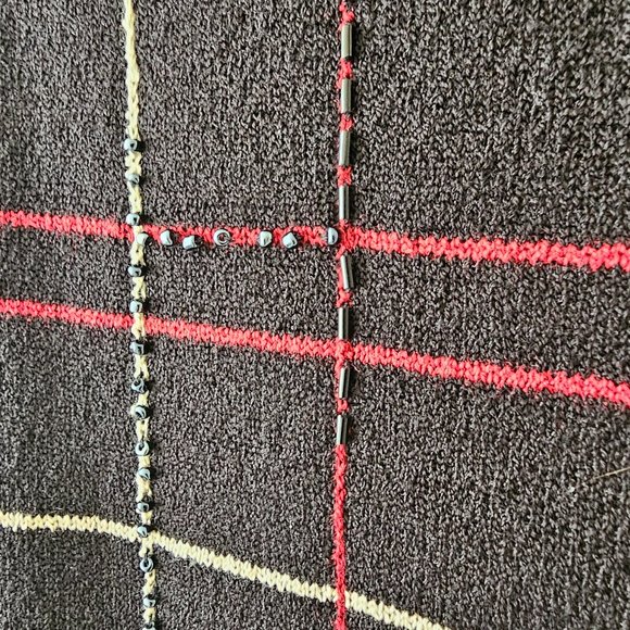 Petite Sophisticate Plaid Scoop Neck Knit Top Vest | NWOT | SP | Blk Red Cream - Picture 12 of 16